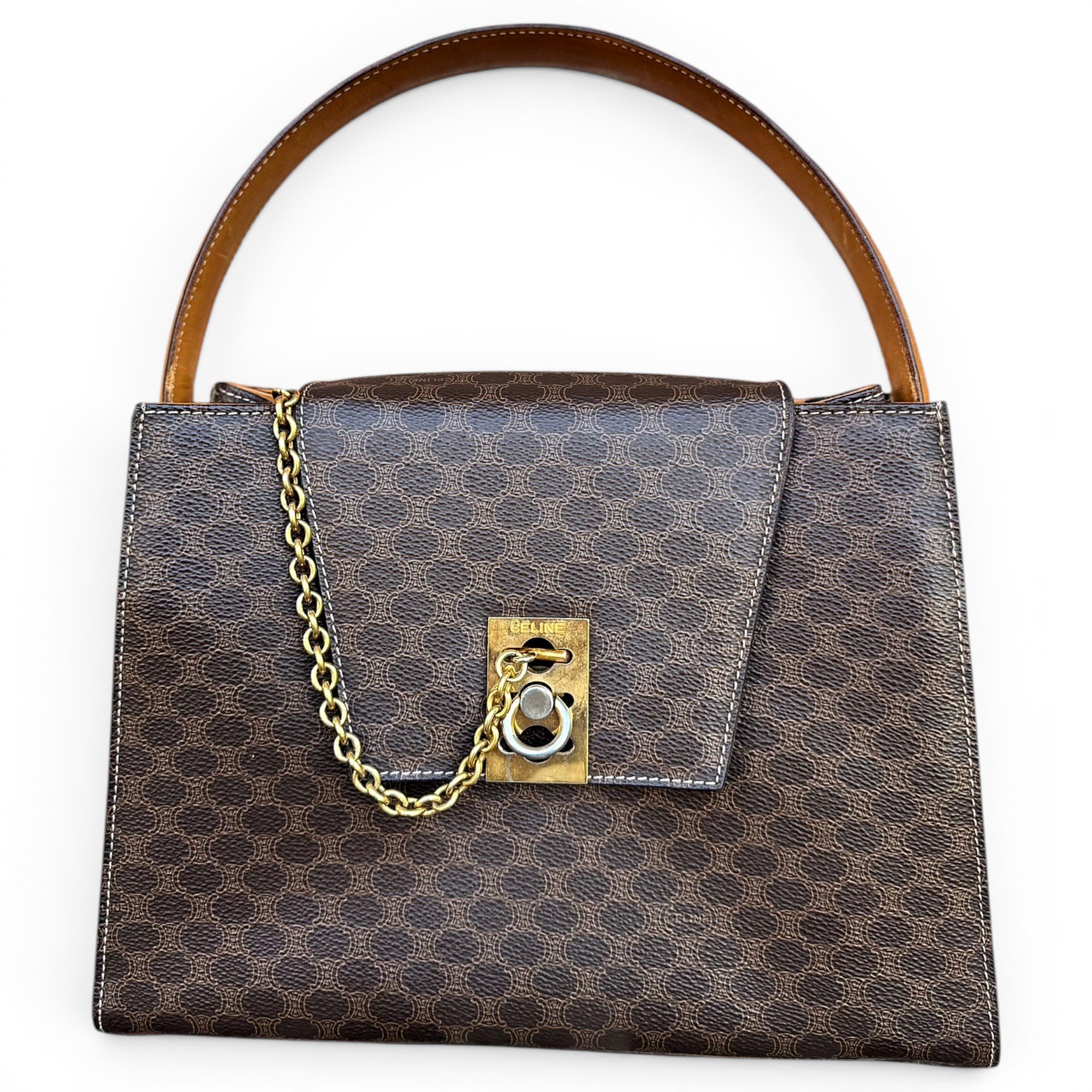 Clasp leather clutch bag