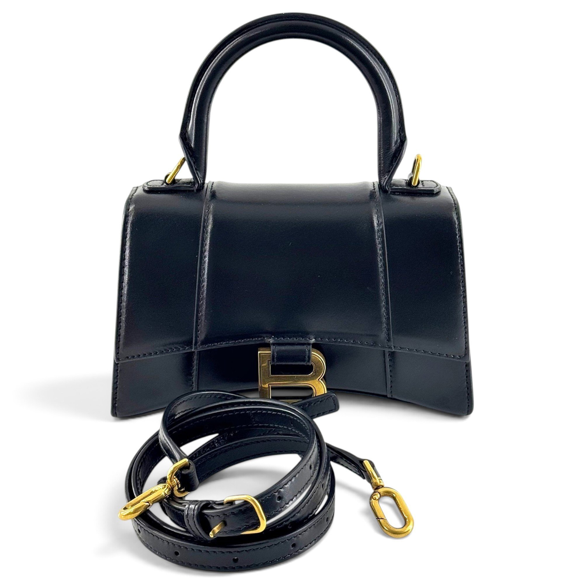 Hourglass leather handbag