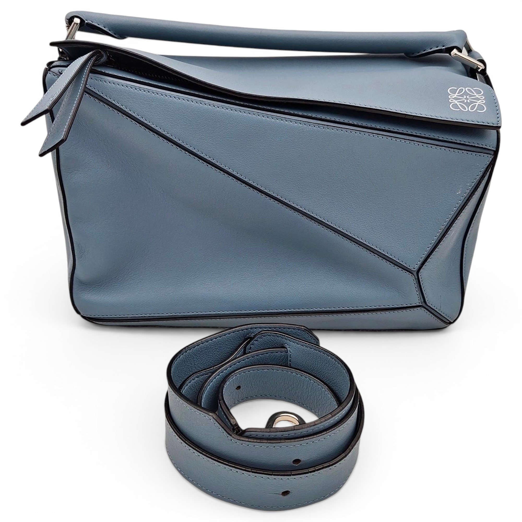 Puzzle leather handbag