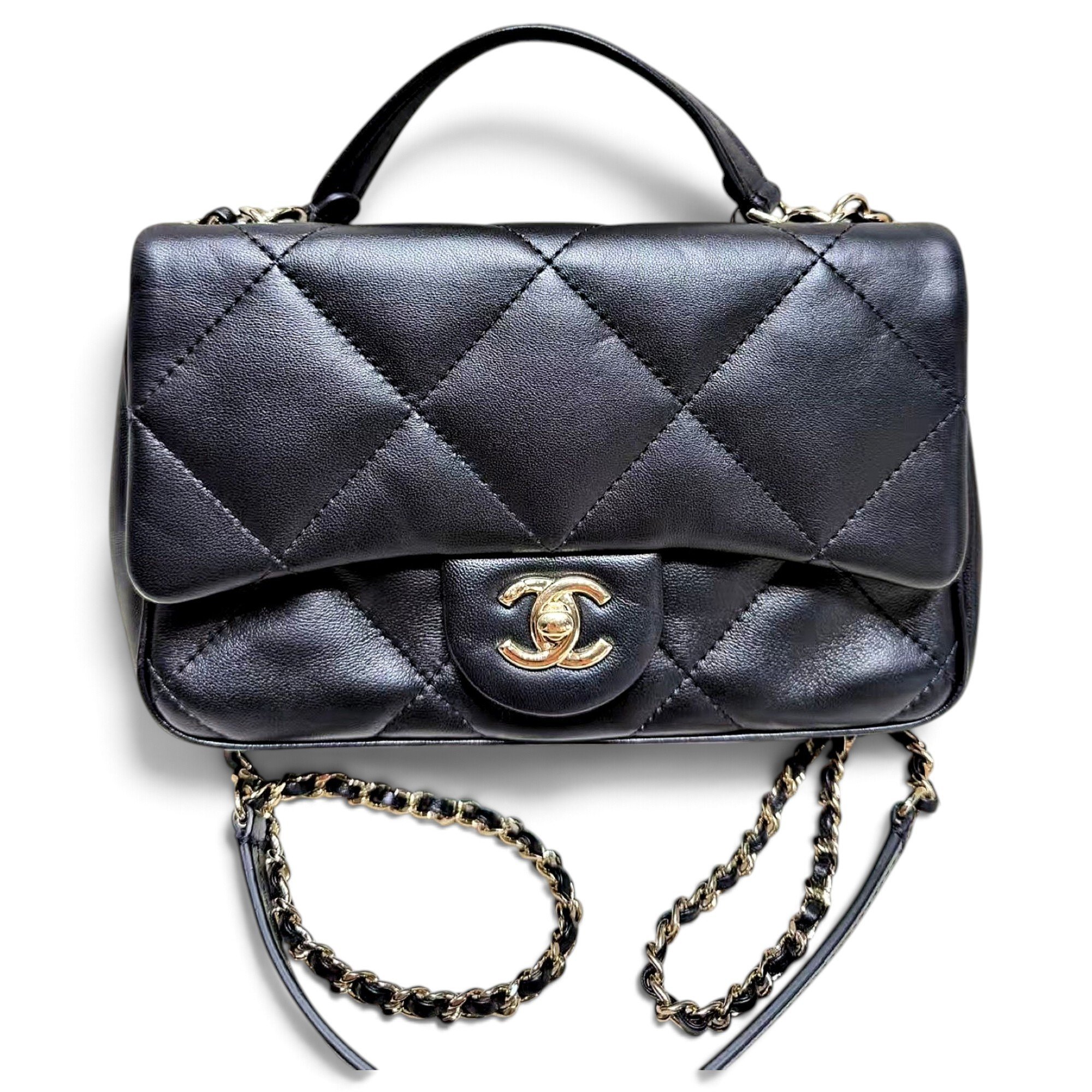 Trendy CC Top Handle leather handbag