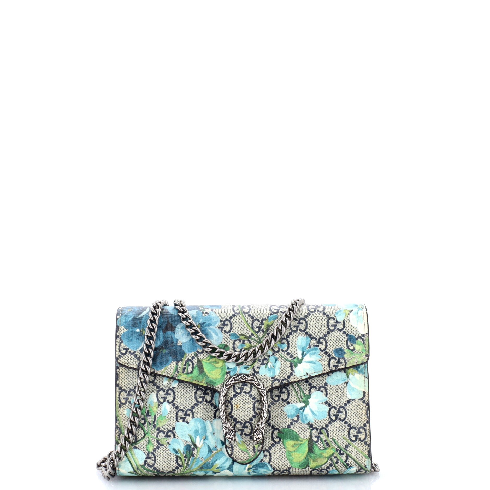 Dionysus Chain Wallet Blooms Print GG Coated Canvas Small