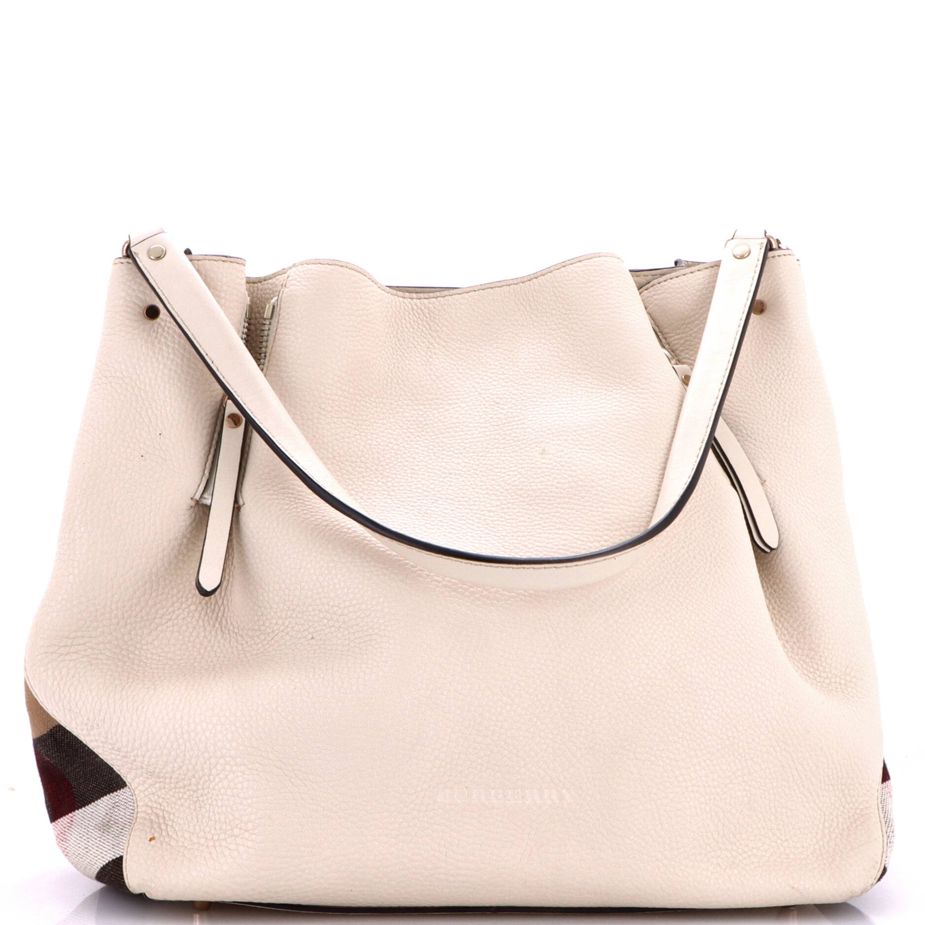 Maidstone Tote Leather and House Check Canvas Medium