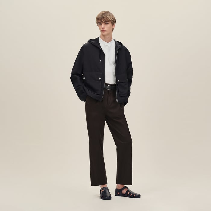 Noir Zipped Hooded Jacket