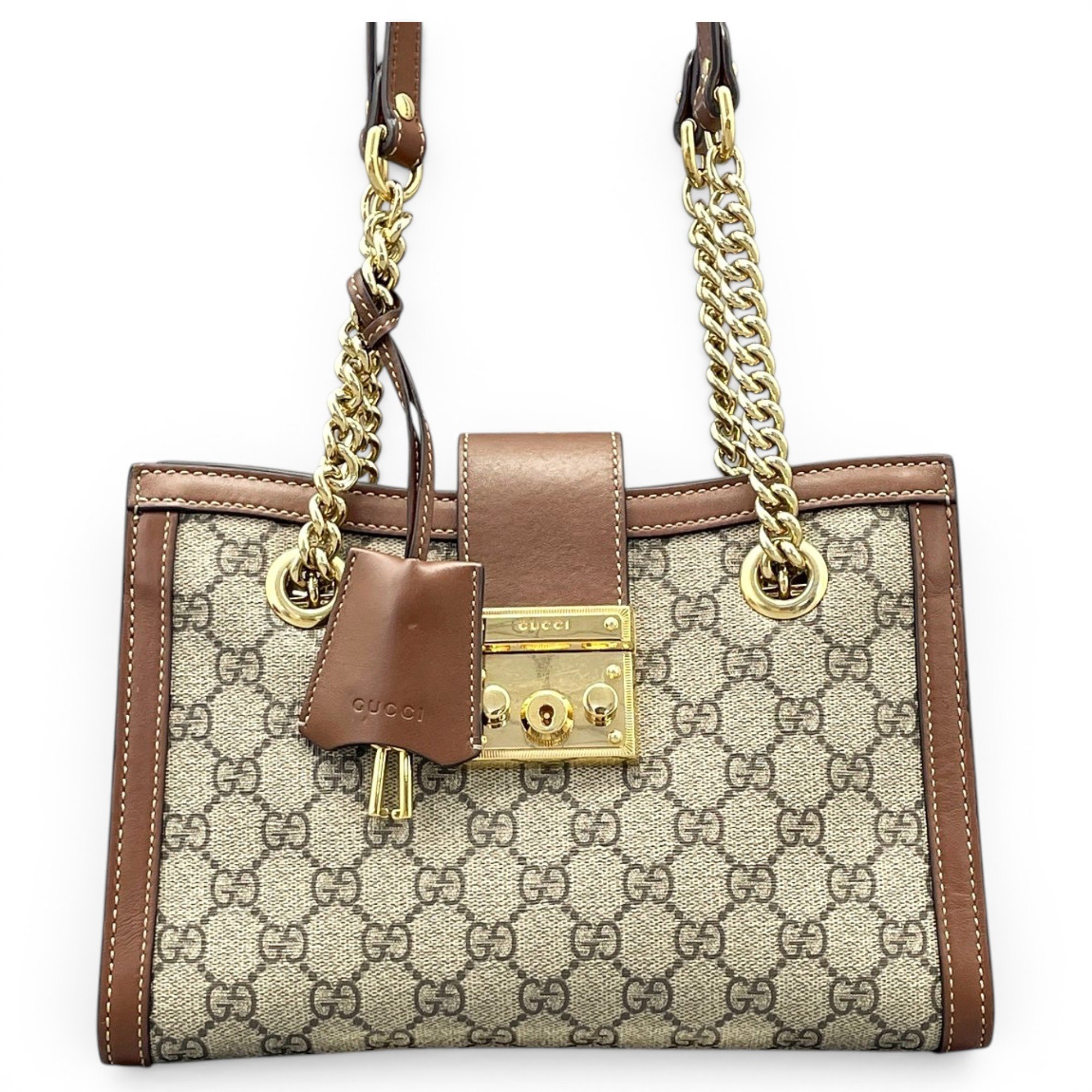 Padlock leather handbag