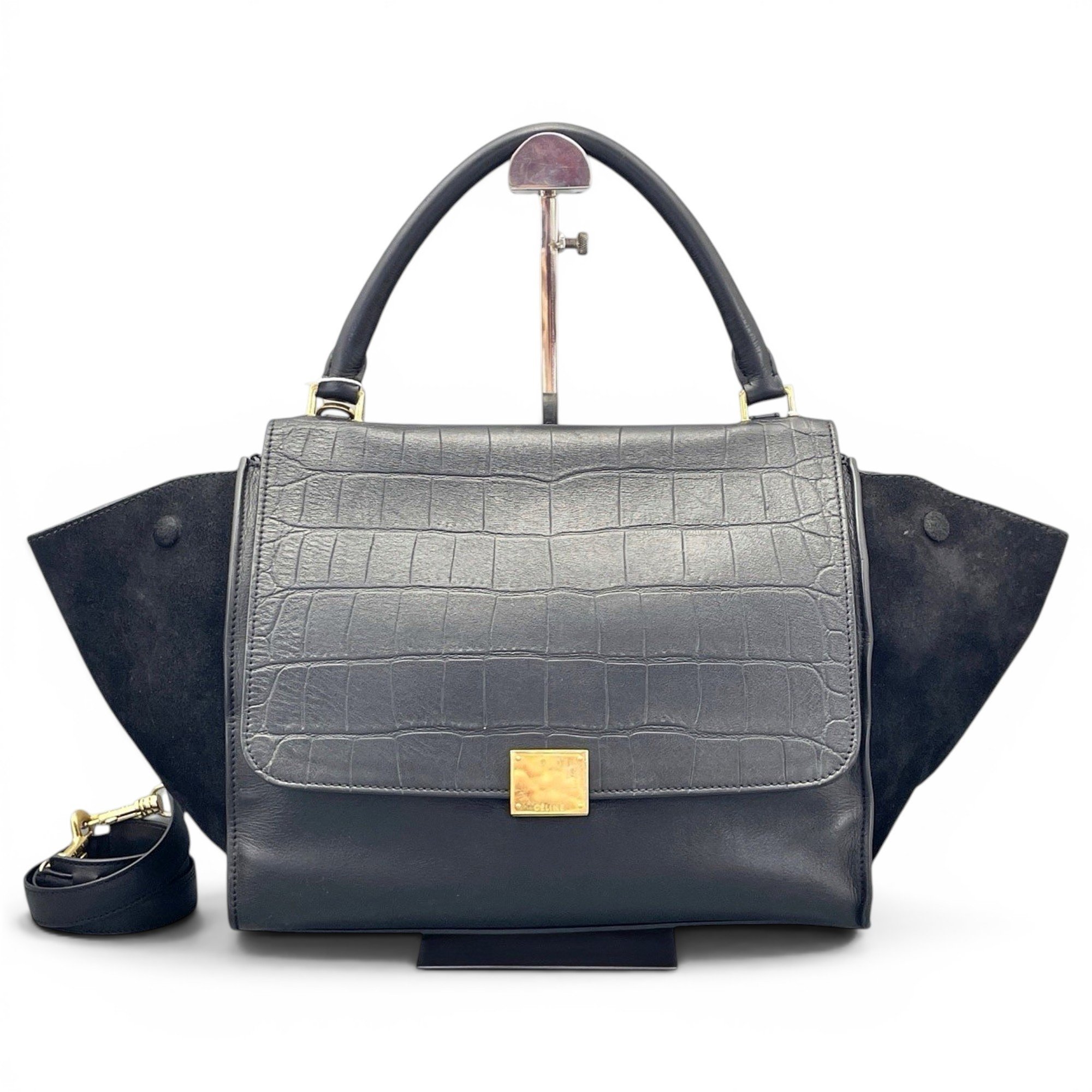 Trapèze leather handbag