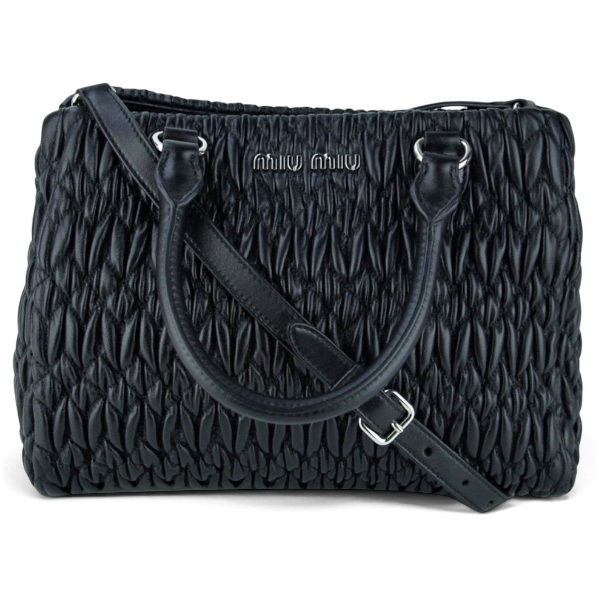Miu Crystal leather handbag