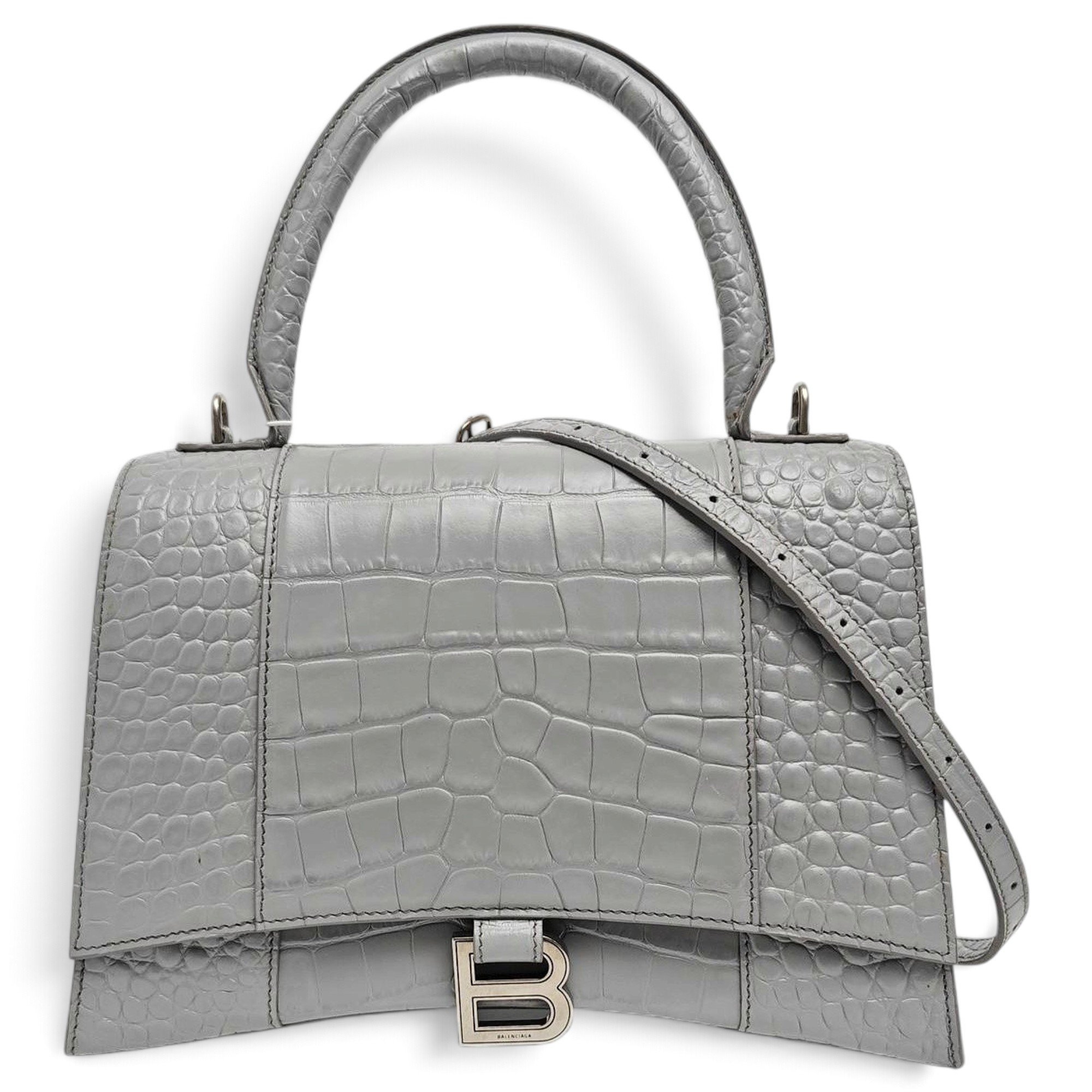 Hourglass leather handbag