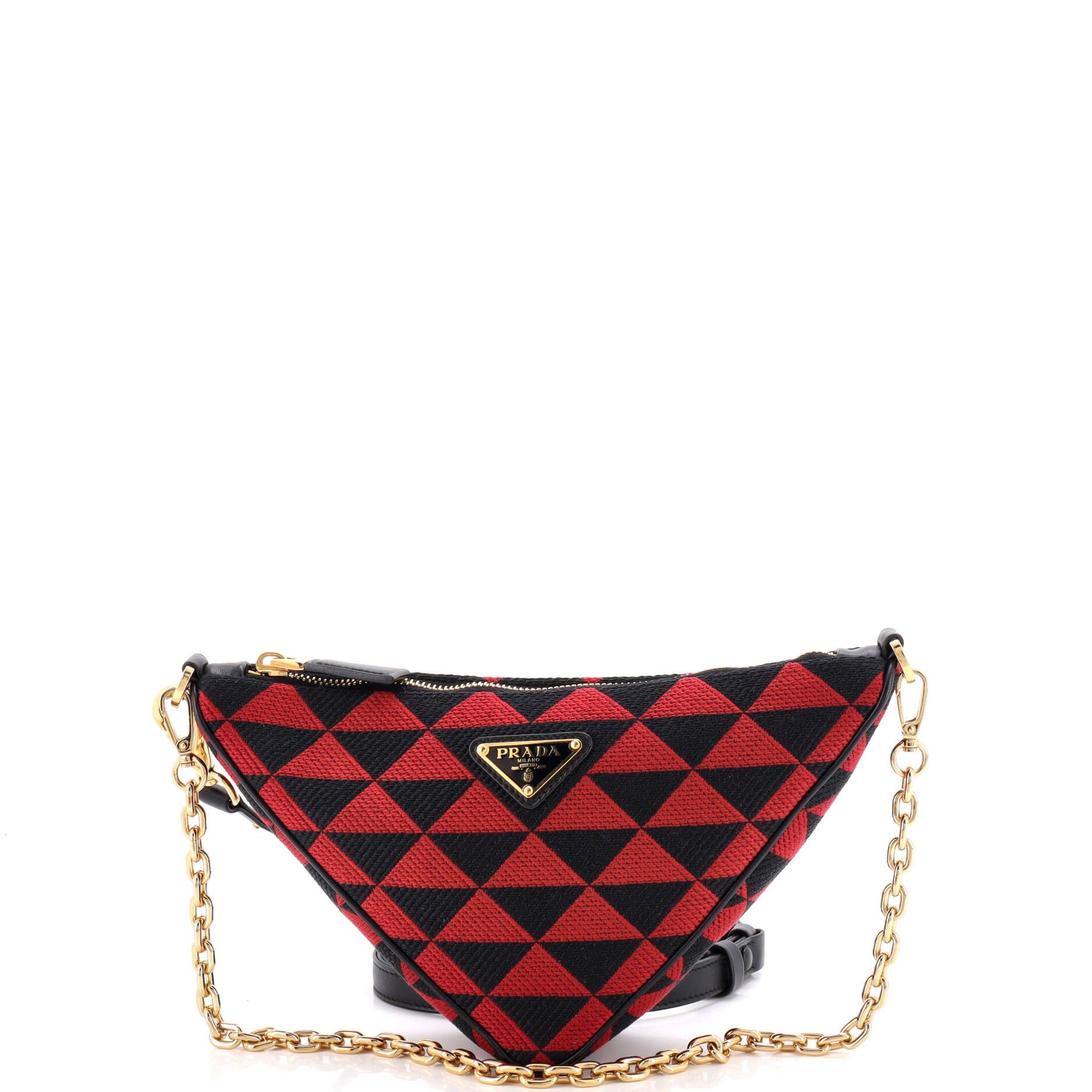 Symbole Triangle Bag Leather and Jacquard Mini
