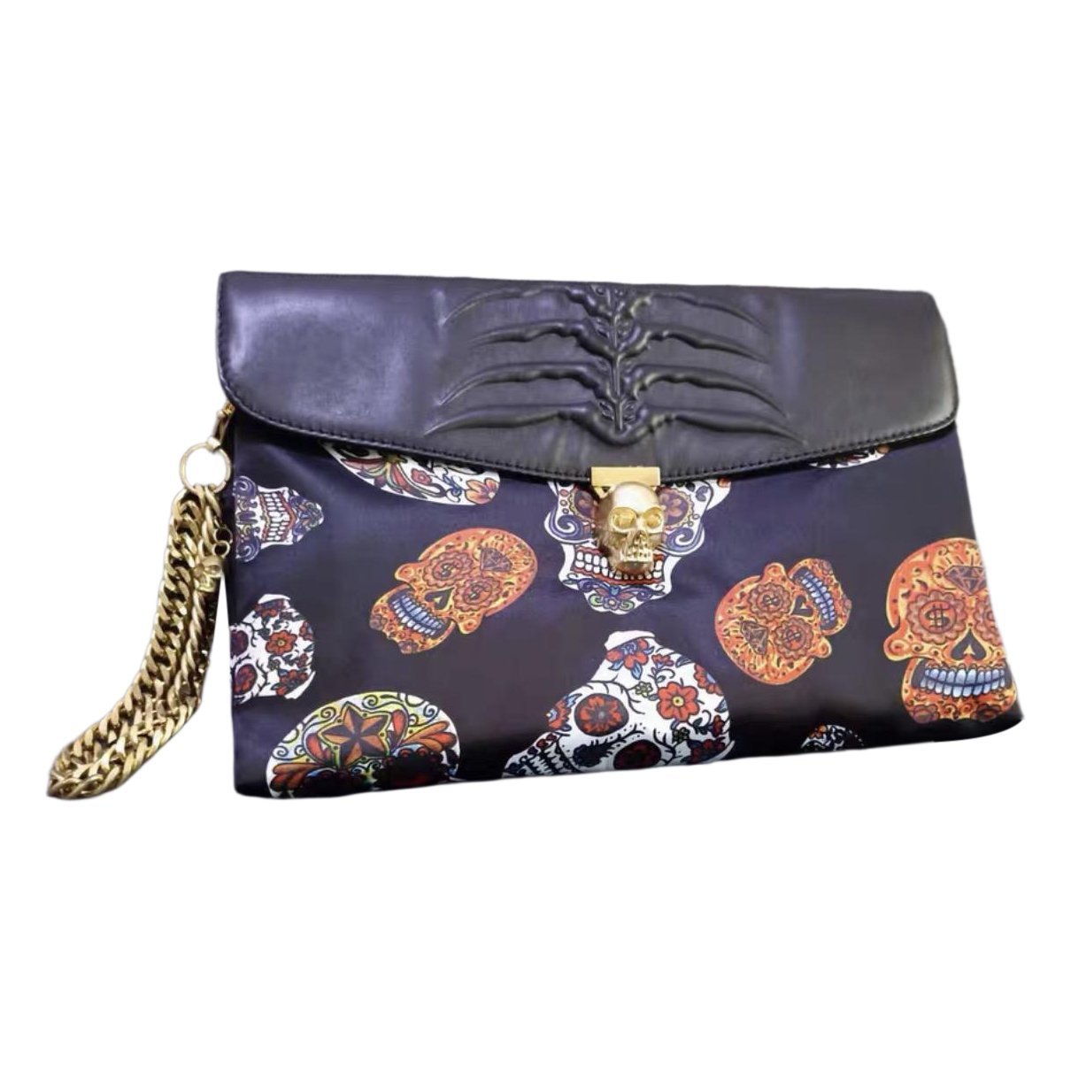 Skull cloth clutch bag