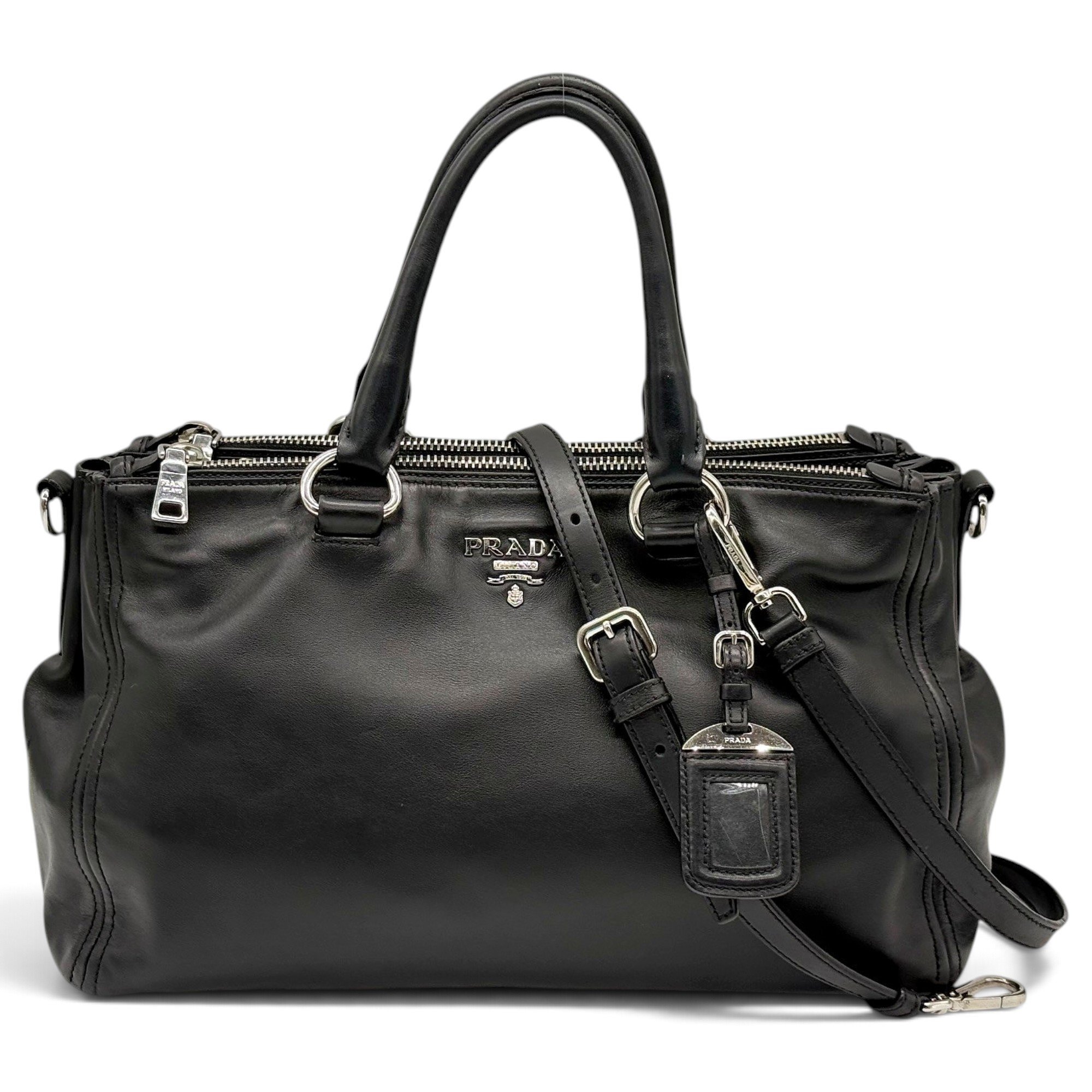 Buckle leather satchel