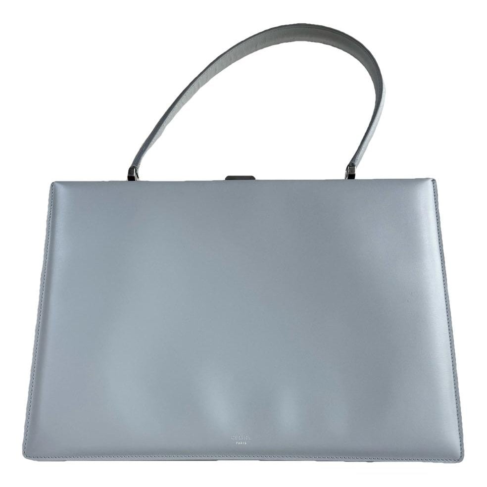 Clasp leather handbag
