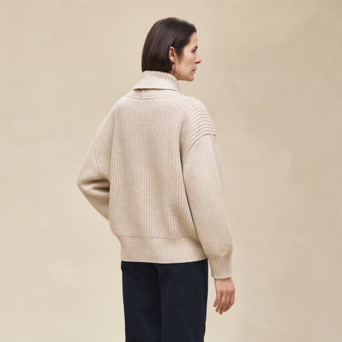 Beige Naturel Cashmere Buttoned Jacket