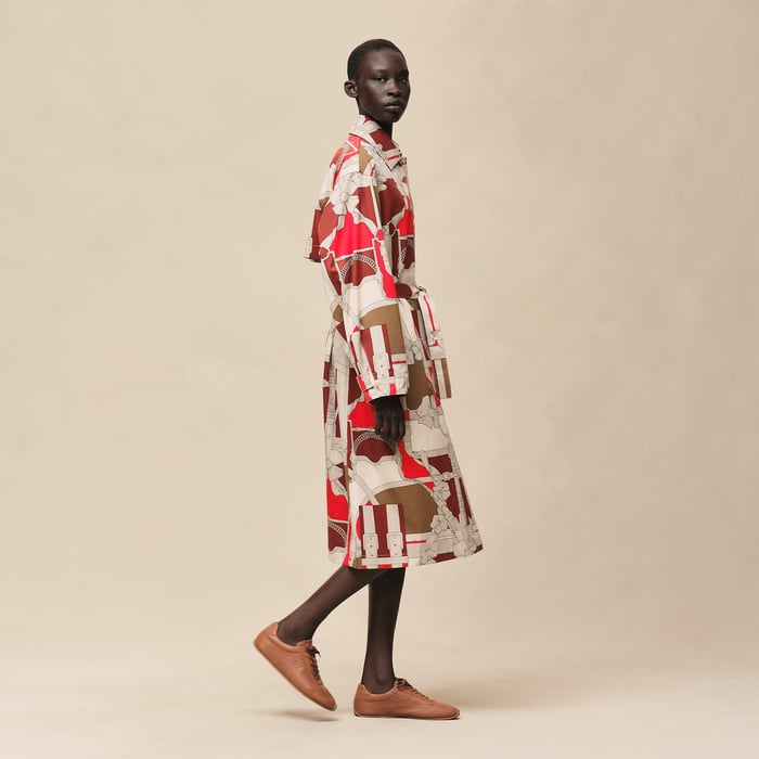 Beige Amande "Grand Manege" Long Trench Coat