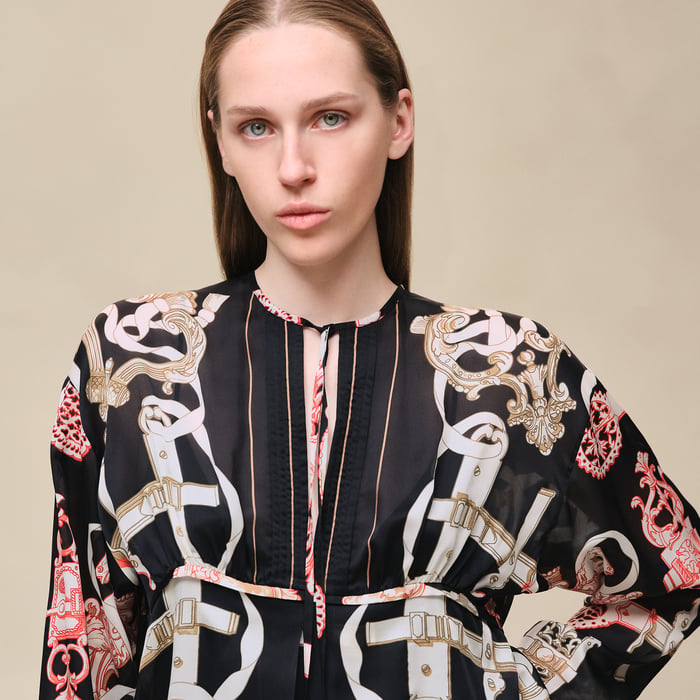 Noir "Ferronnerie Remix" Knotted Collar Dress
