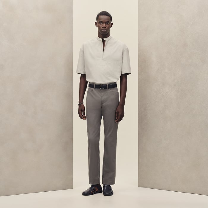Mastic Short-sleeve Boxy Fit Shirt With Vareuse Collar