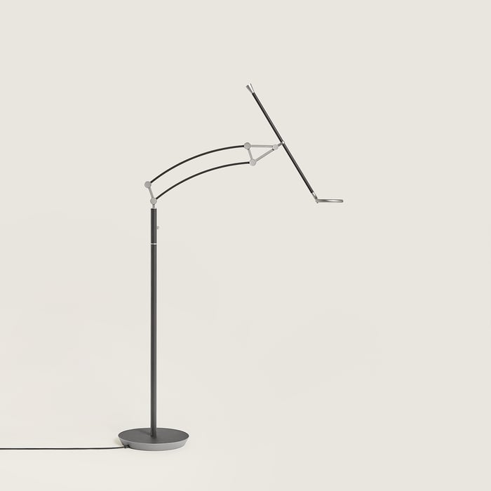 Graphite Pantographe Reading Floor Lamp With Led Ring