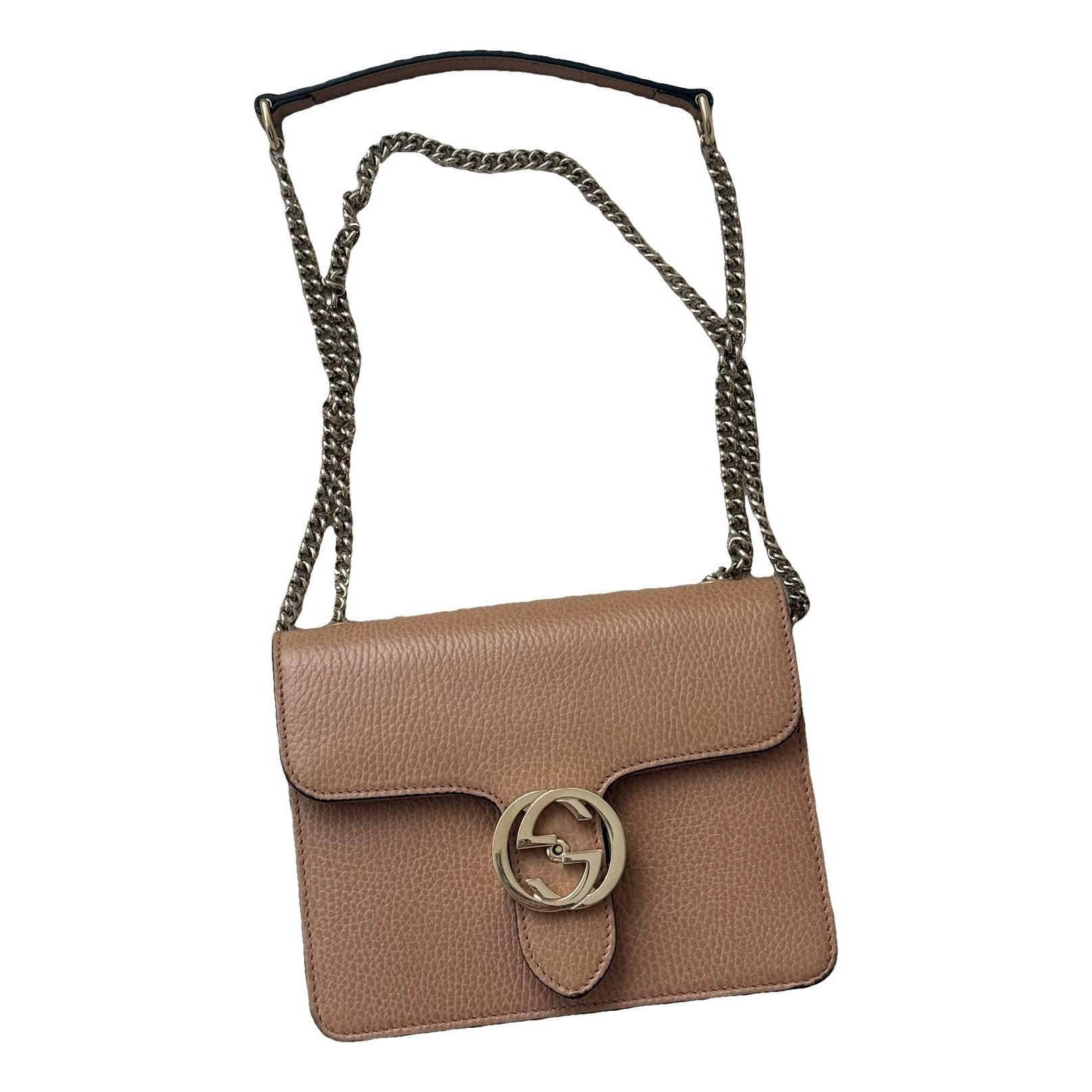 Interlocking leather handbag