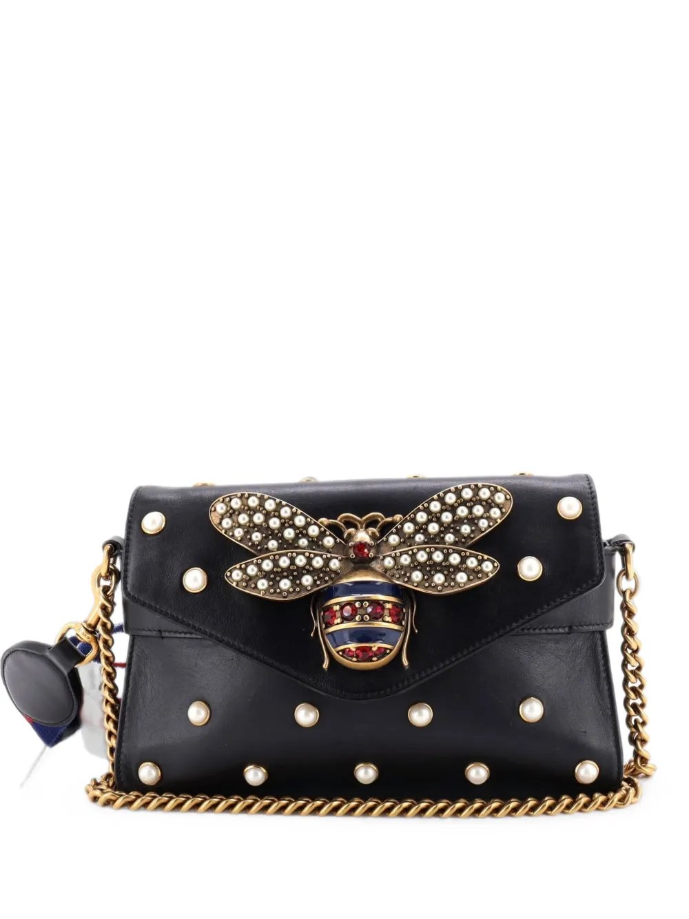 Broadway Pearly Bee Embellished Leather Mini shoulder bag