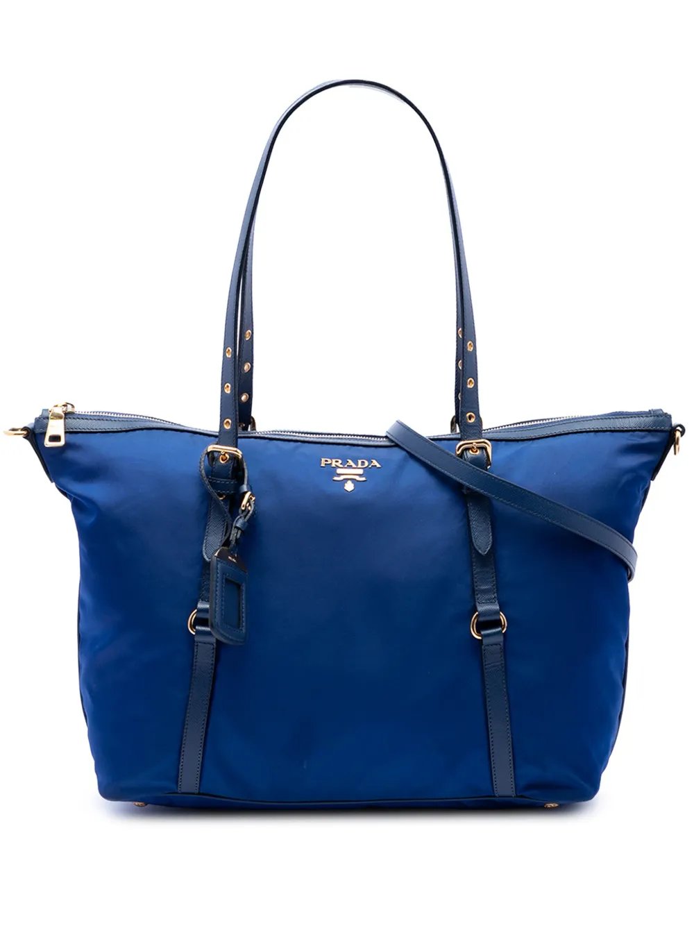 Prada 2007-2026 Saffiano Trimmed Tessuto Zip Top Convertible Tote satchel
