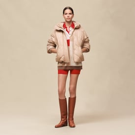 Smooth calfskin puffer coat