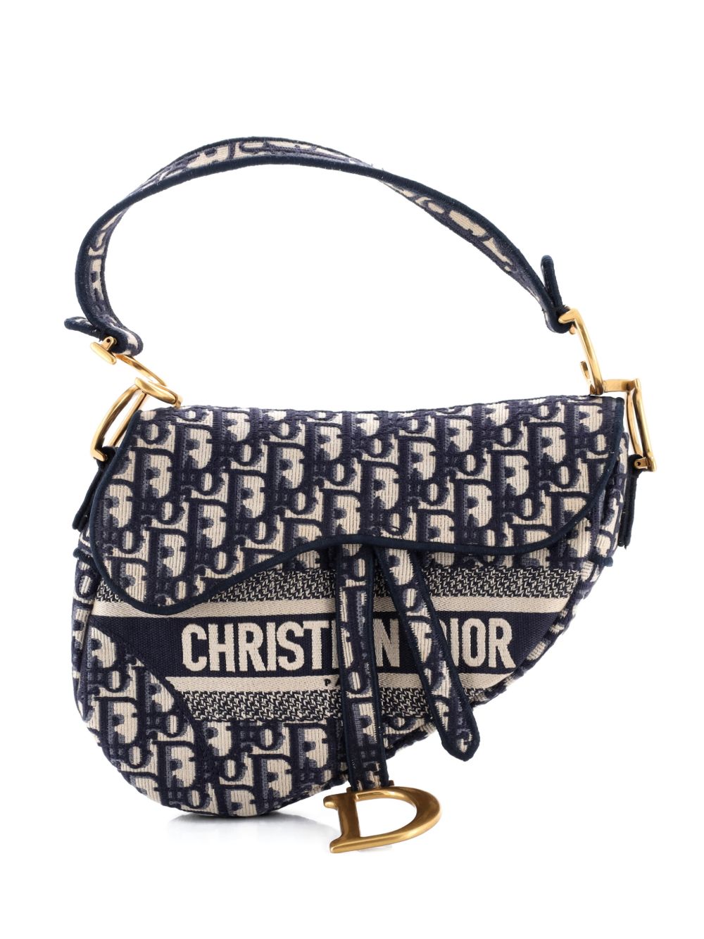 Saddle Handbag Logo Embroidered Oblique Canvas Medium shoulder bag