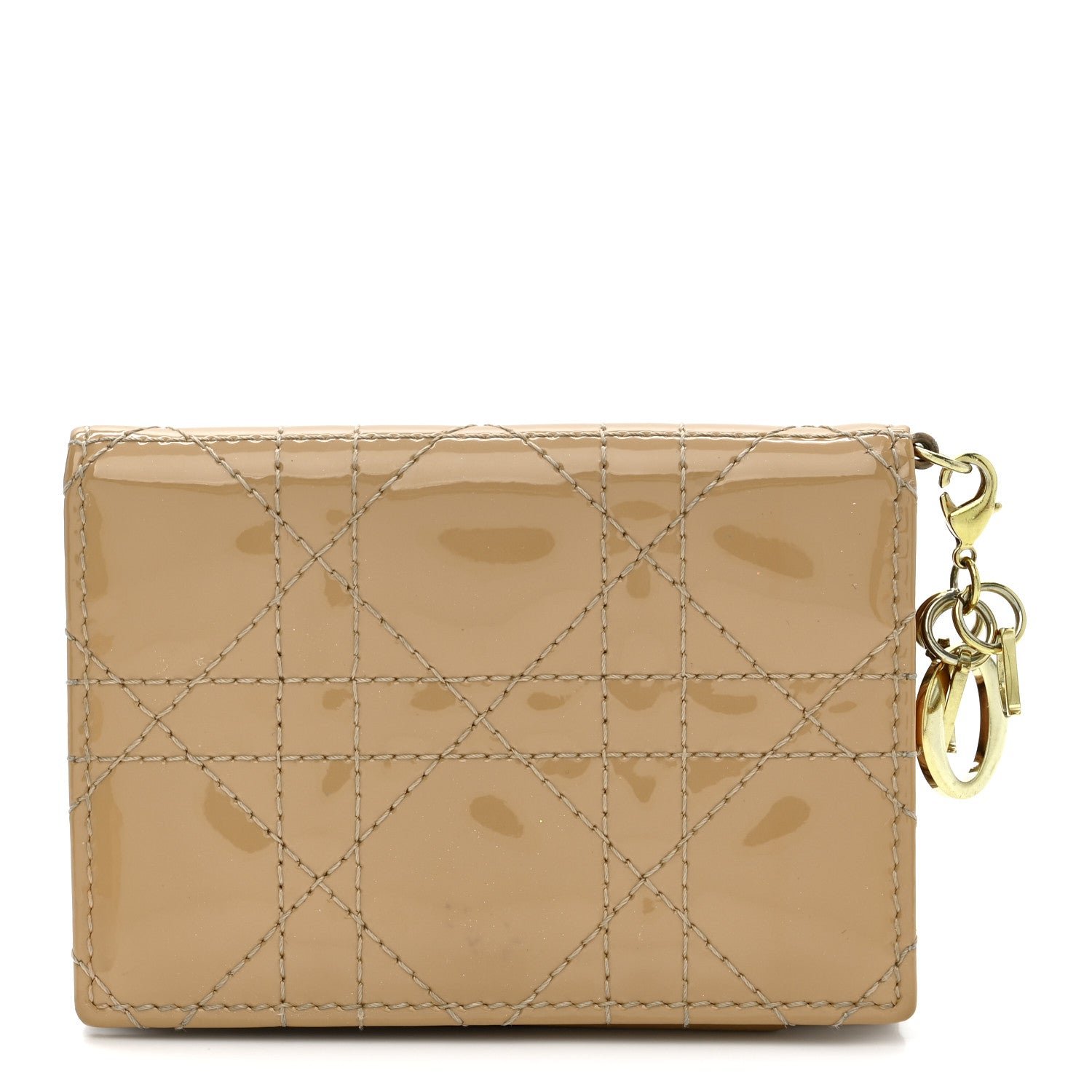 Christian Dior Patent Cannage Small Lady Dior Flap Card Holder Rose De Vents