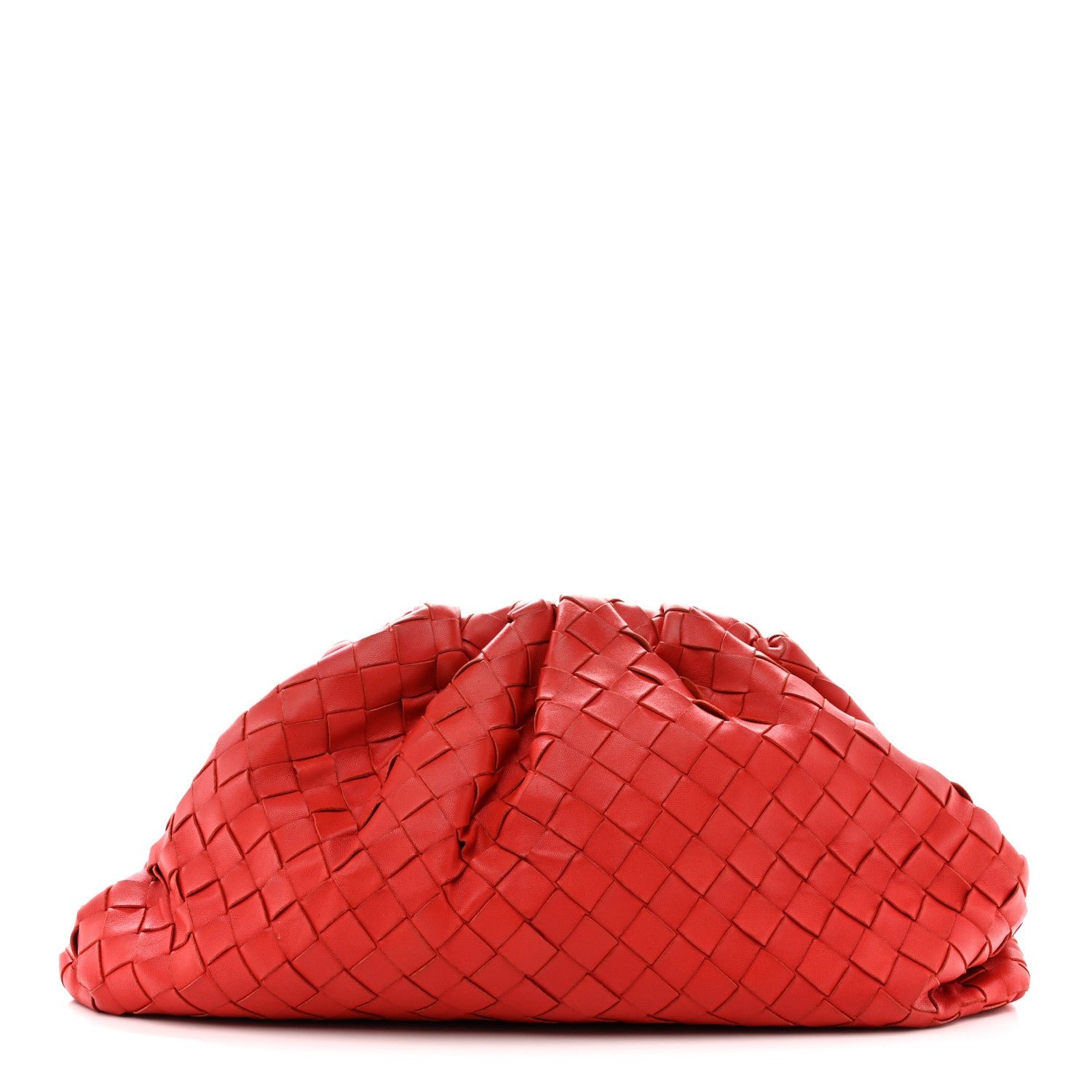 Bottega Veneta Nappa Maxi Intrecciato The Pouch Oversized Clutch Bright Red