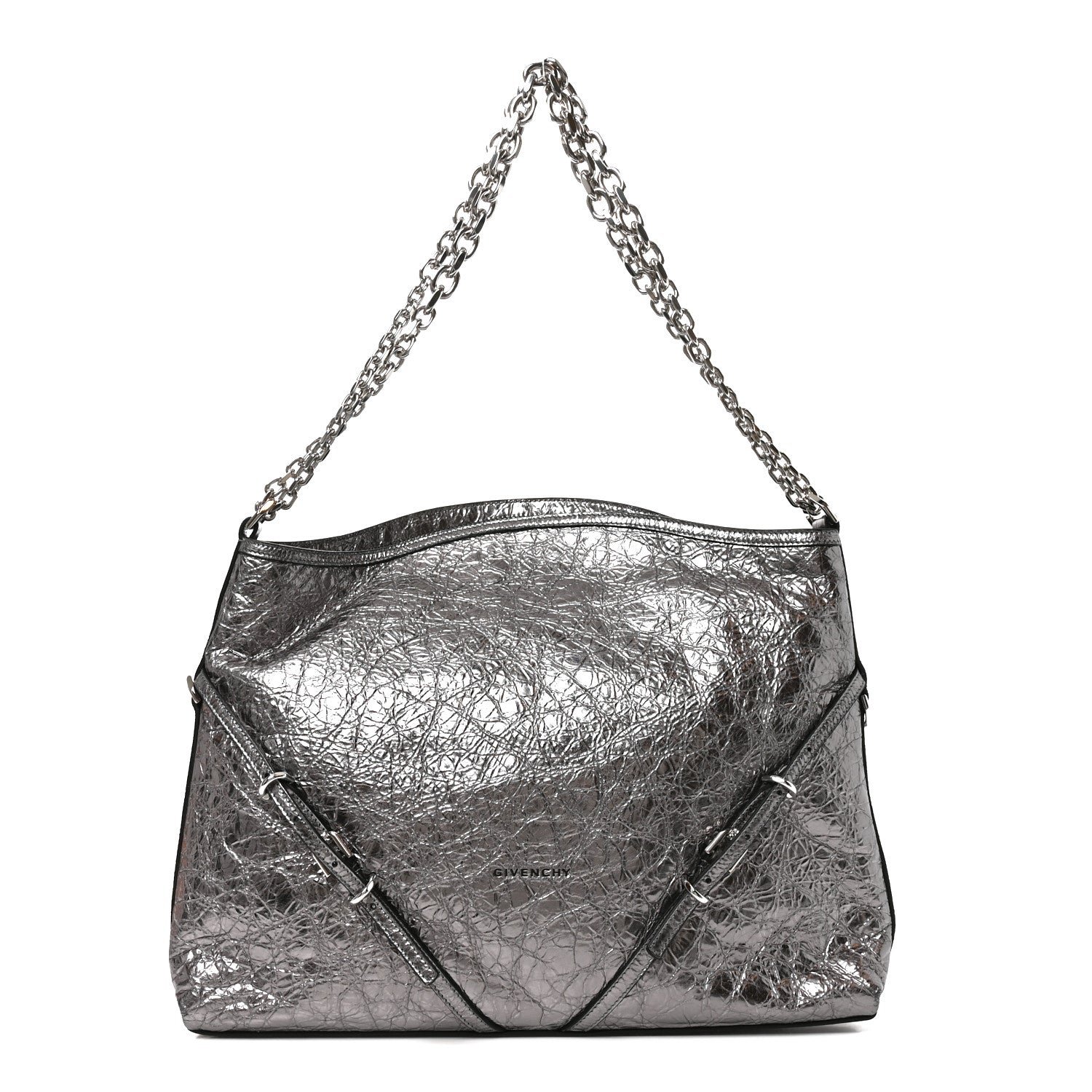 Givenchy Metallic Calfskin Medium Voyou Bag Silver