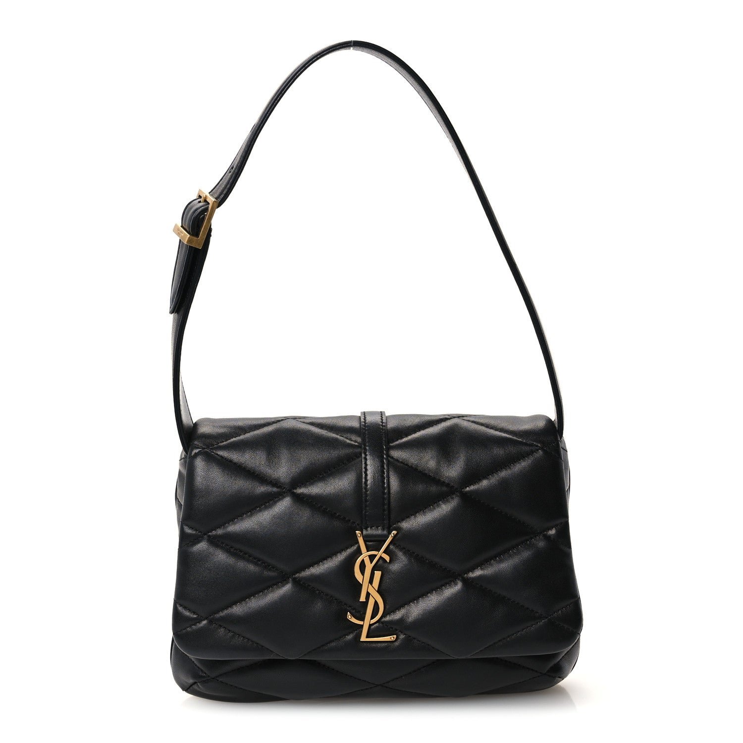 Saint Laurent Lambskin Quilted Le 57 Diamond Shoulder Bag Black