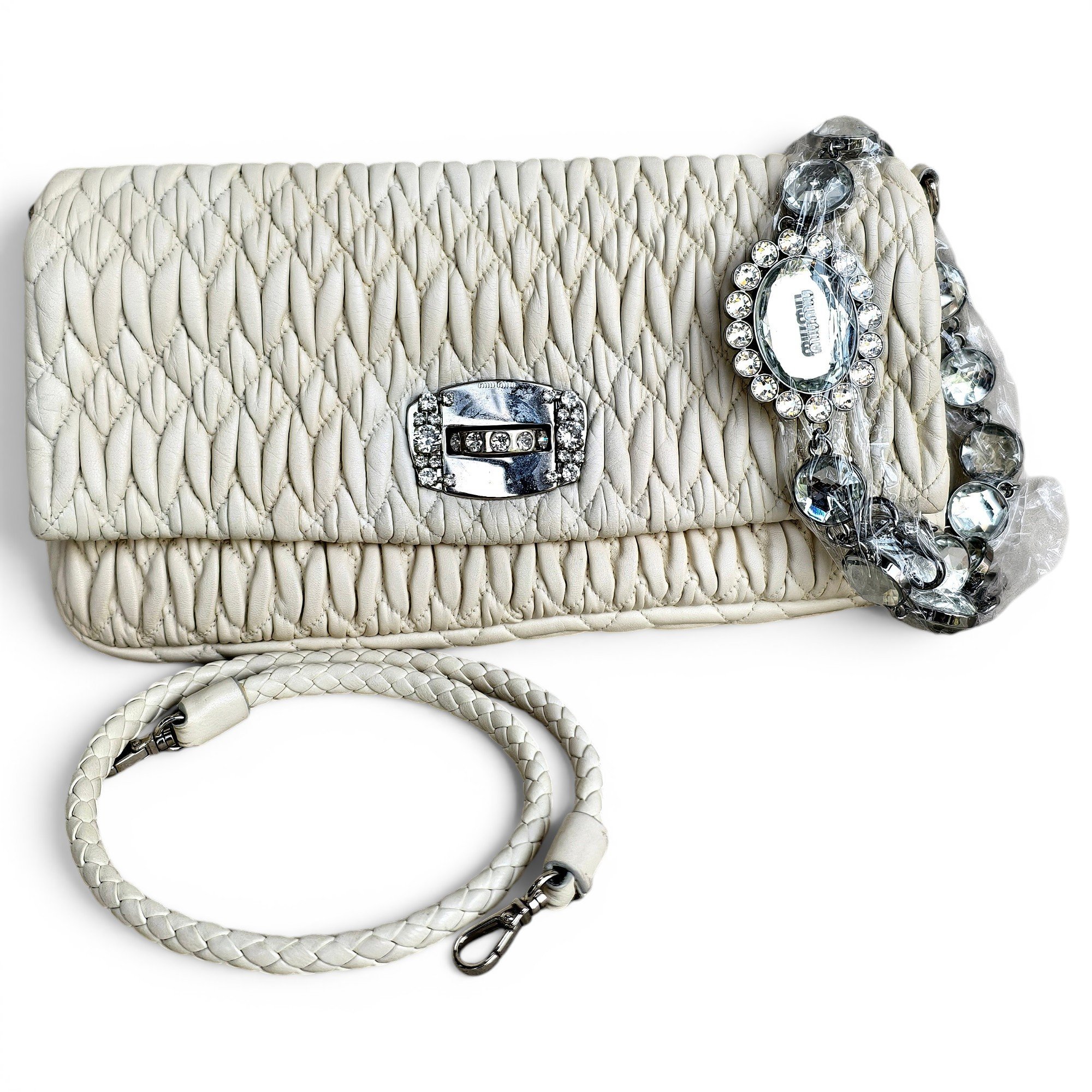 Miu Crystal leather handbag