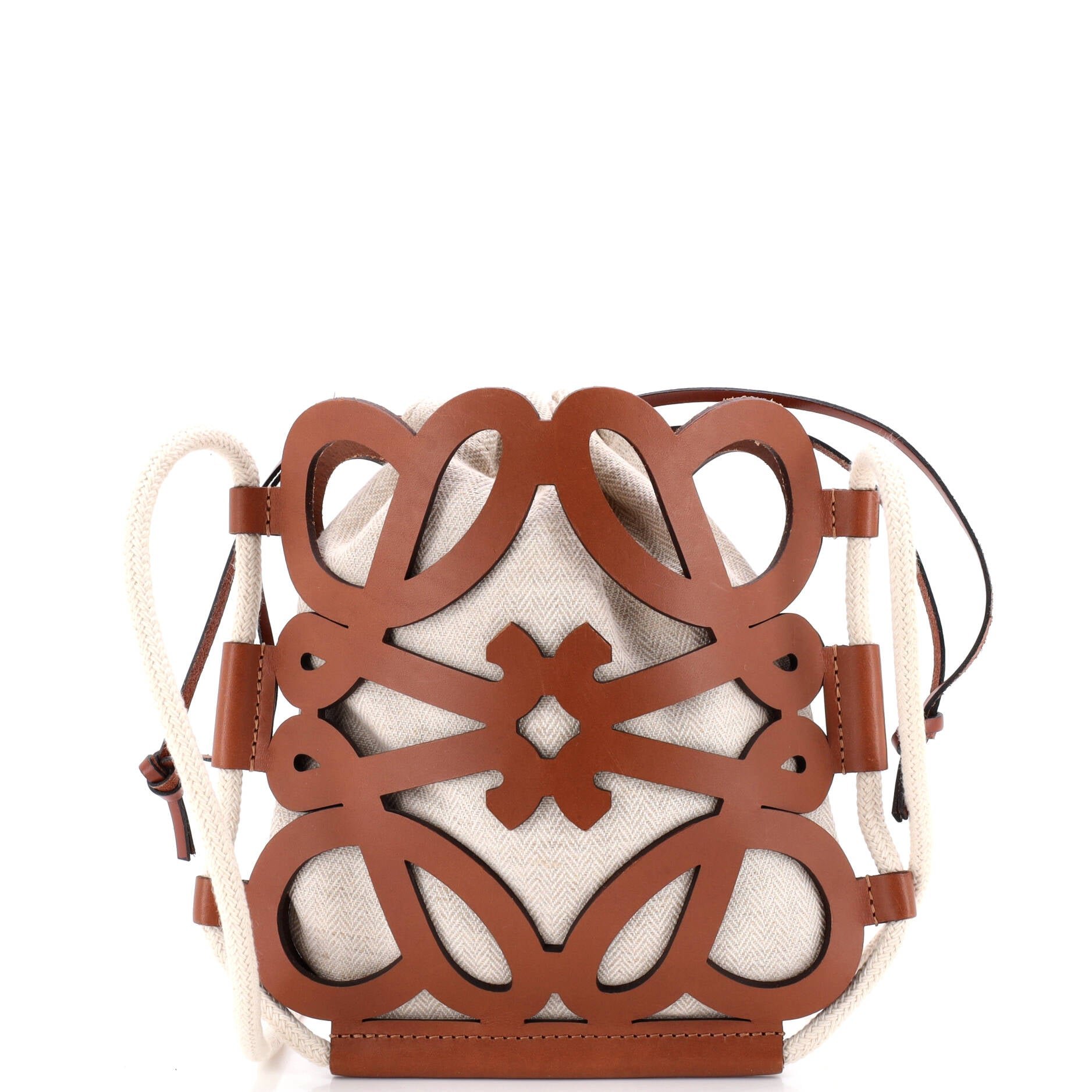 Loewe Anagram Cut Out Crossbody Bag Leather with Canvas Mini