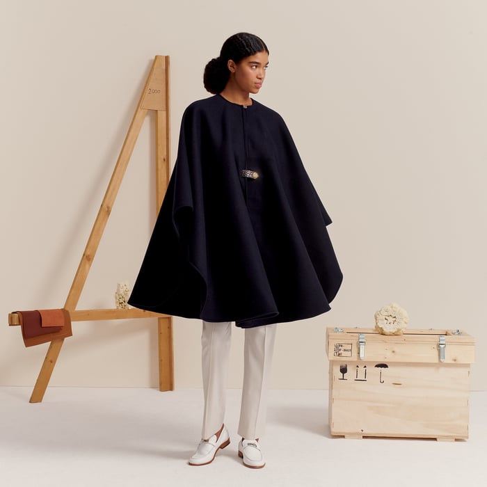 Cold Colors Wool and Linen Cape