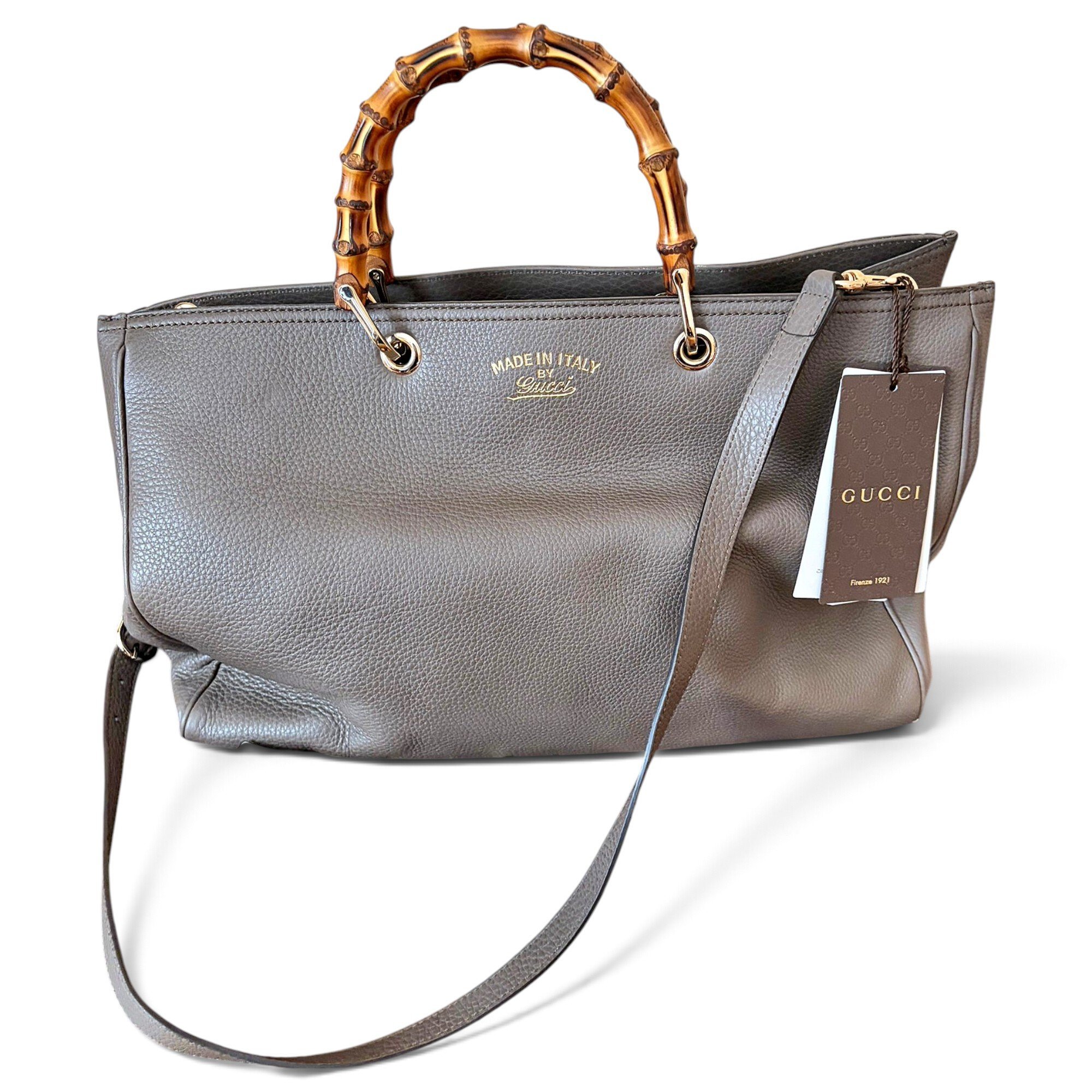 Bamboo leather crossbody bag