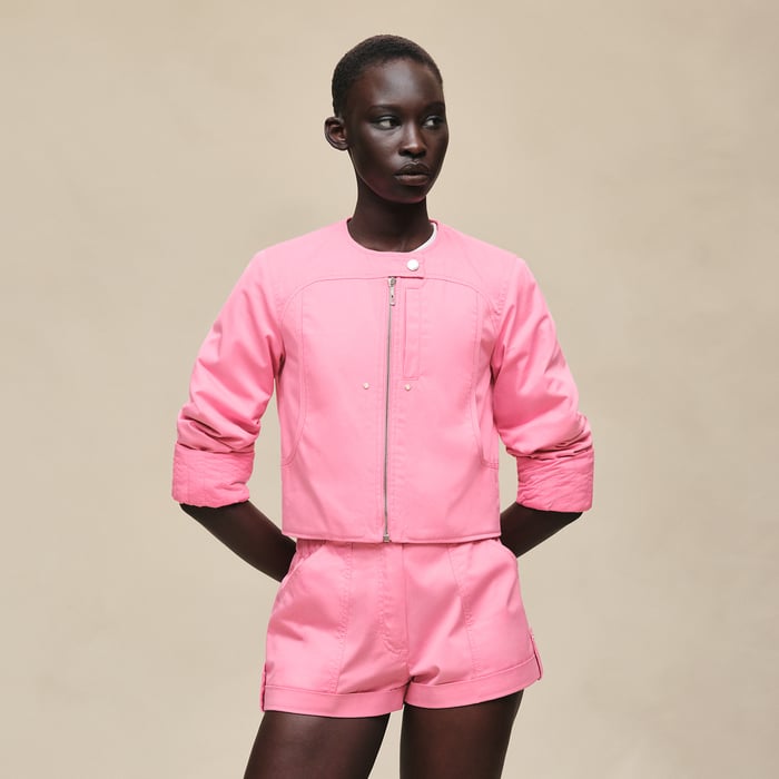 Rose Bonbon Blouson En Twill De Coton