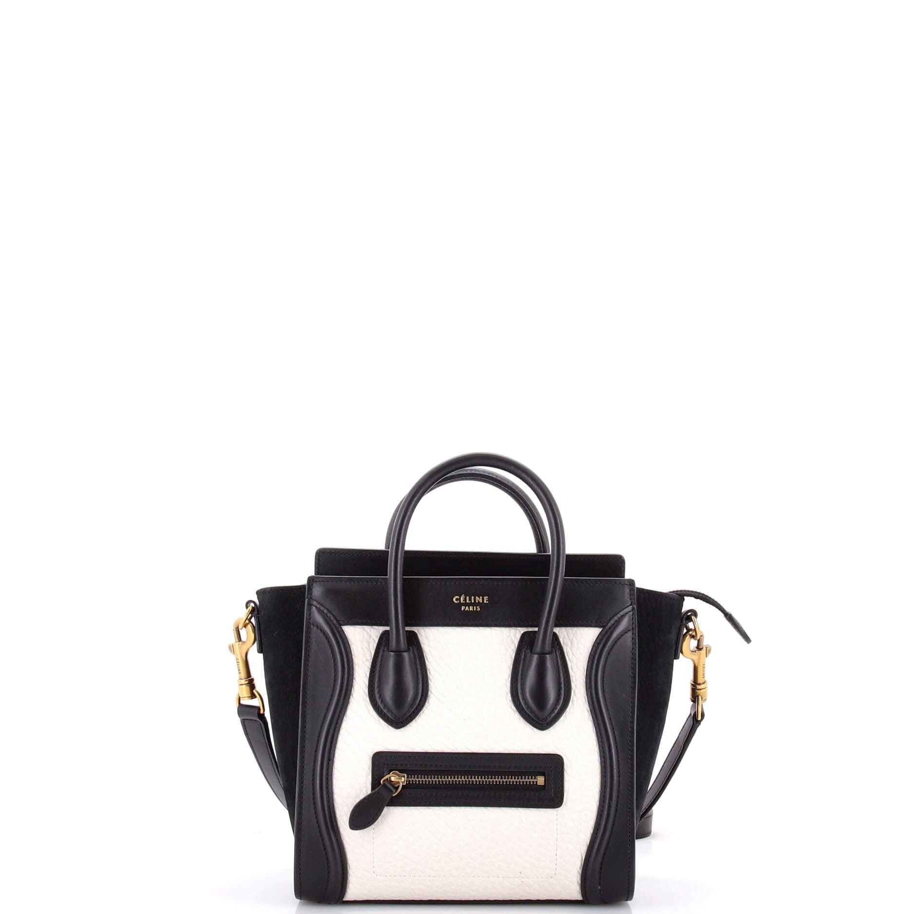 Bicolor Luggage Bag Grainy Leather Nano