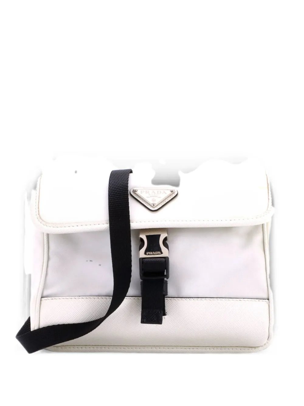 Buckle Flap Re-Nylon and Leather Small crossbody bag