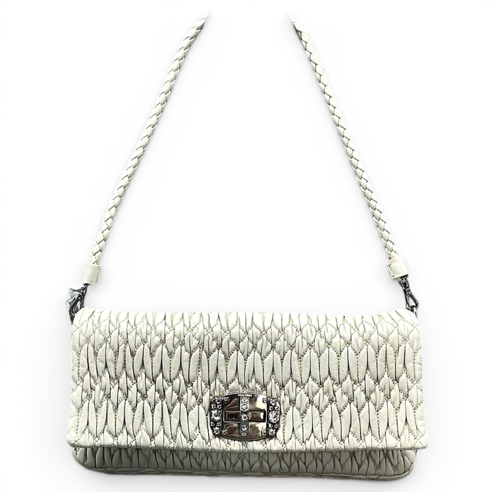 Miu Crystal leather handbag