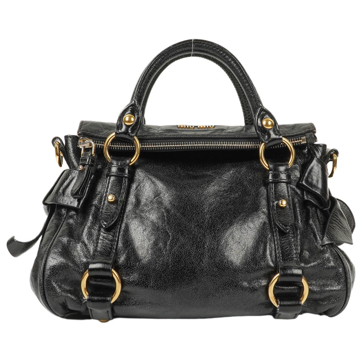 Bow bag leather handbag