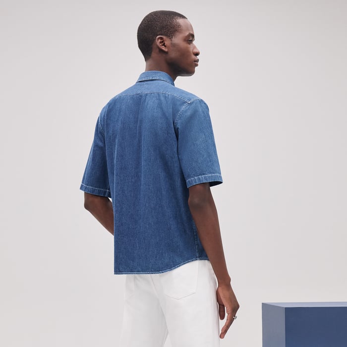Indigo Lavé Short-sleeve Straight Cut Shirt