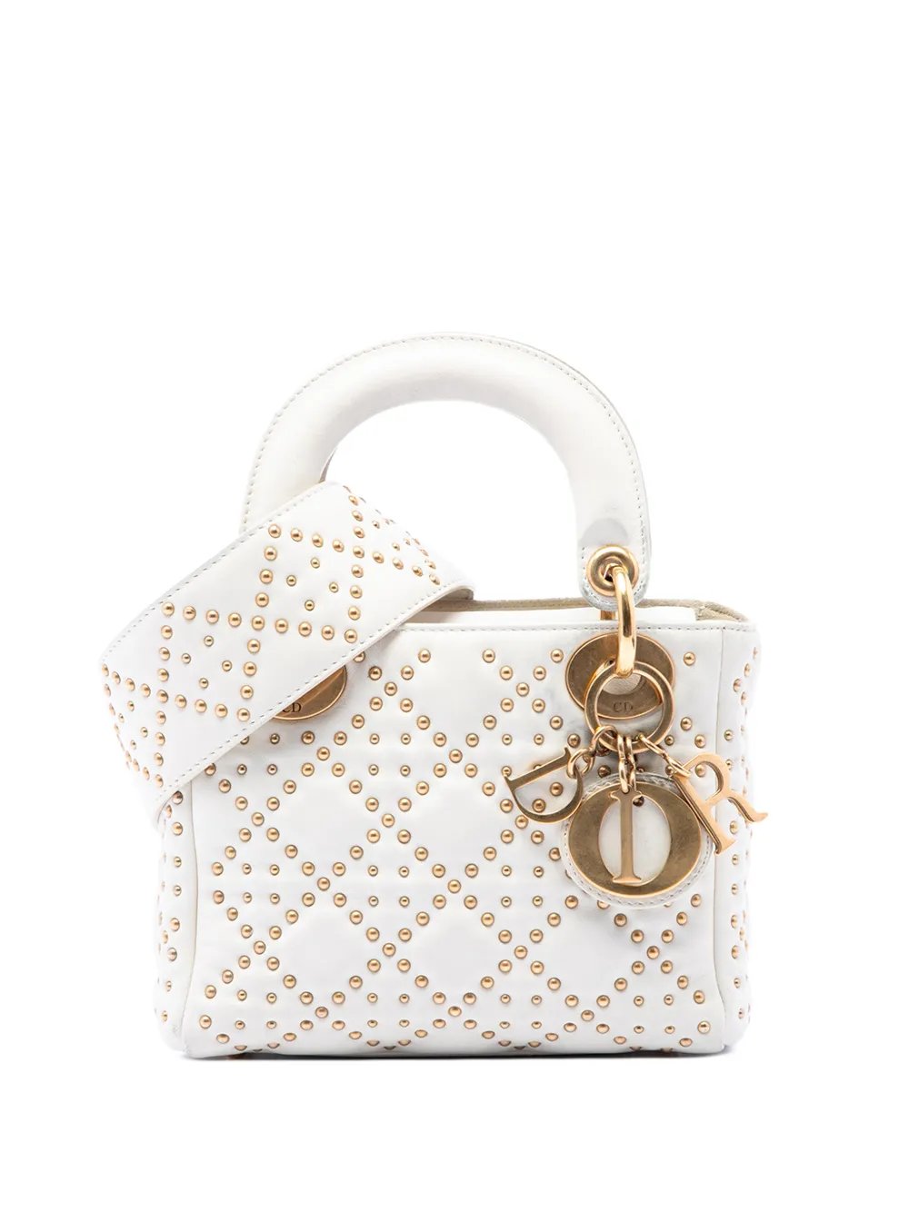 2017 Mini Lambskin Cannage Studded Supple Lady Dior satchel