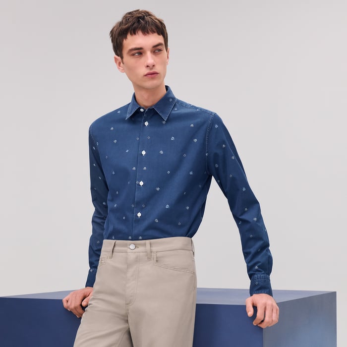 Indigo Lavé "Etriers Elastiques" Fitted Shirt