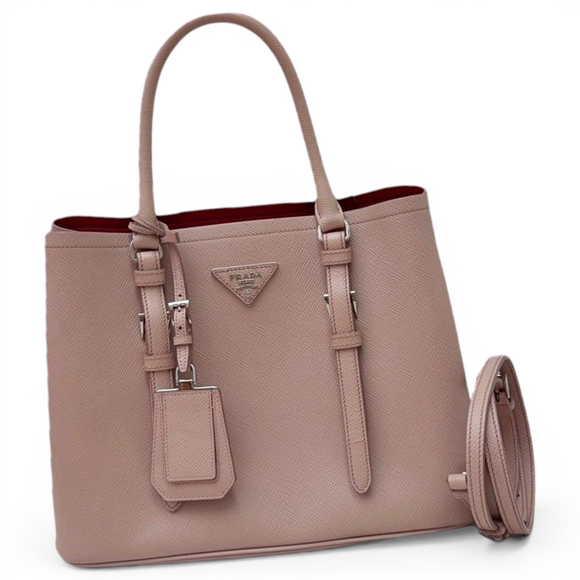 Double leather handbag