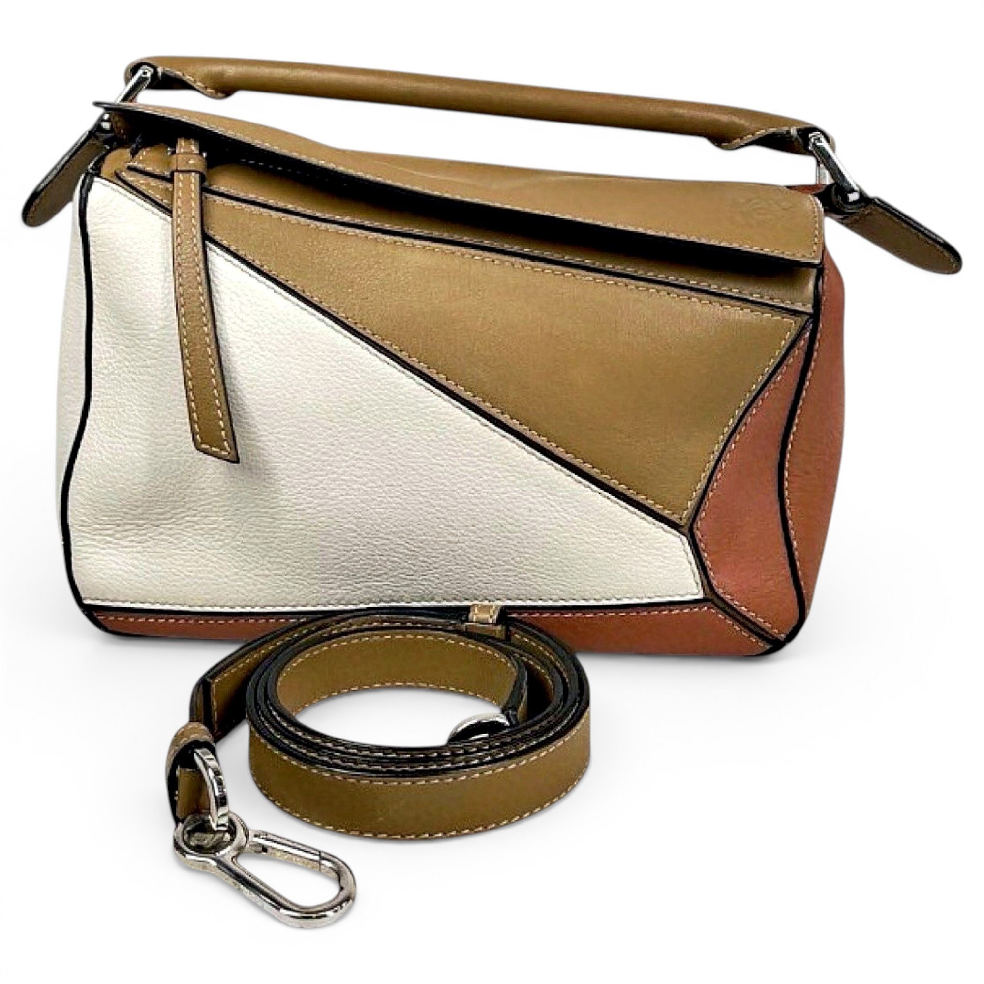 Puzzle leather handbag