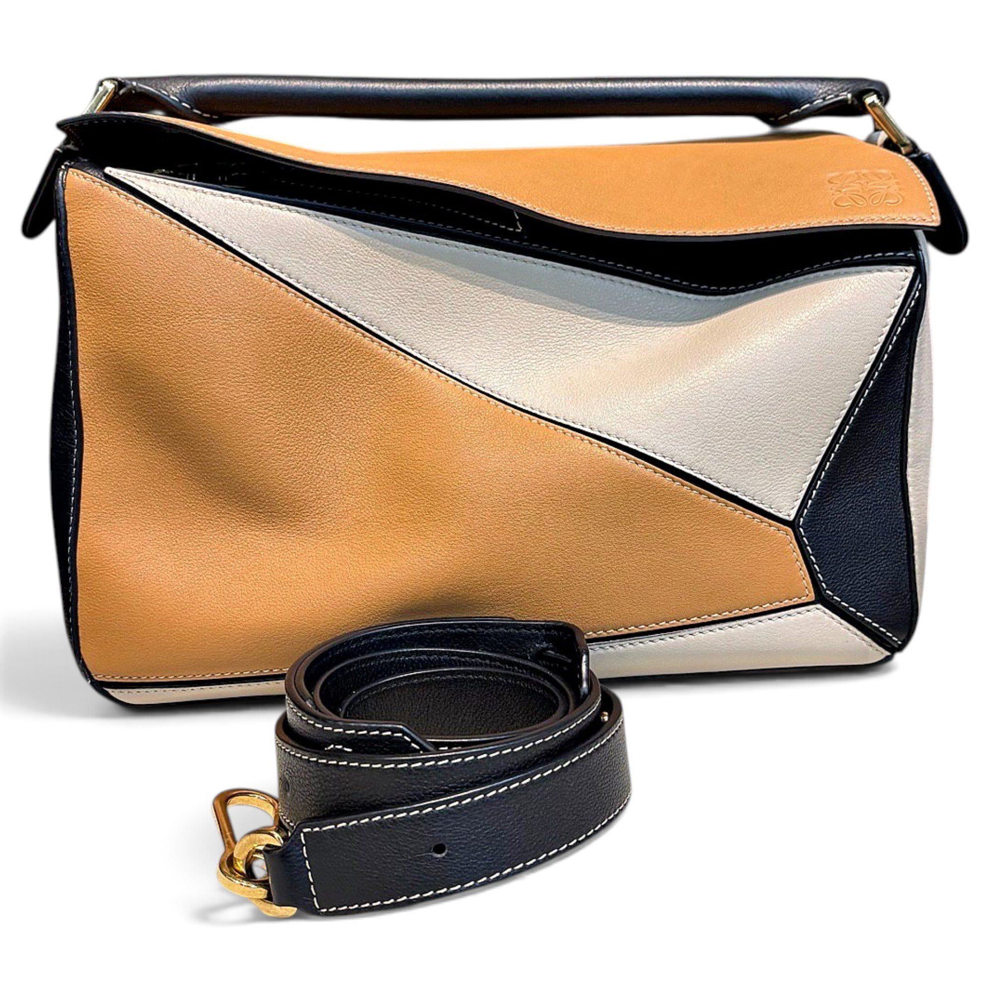 Puzzle leather handbag