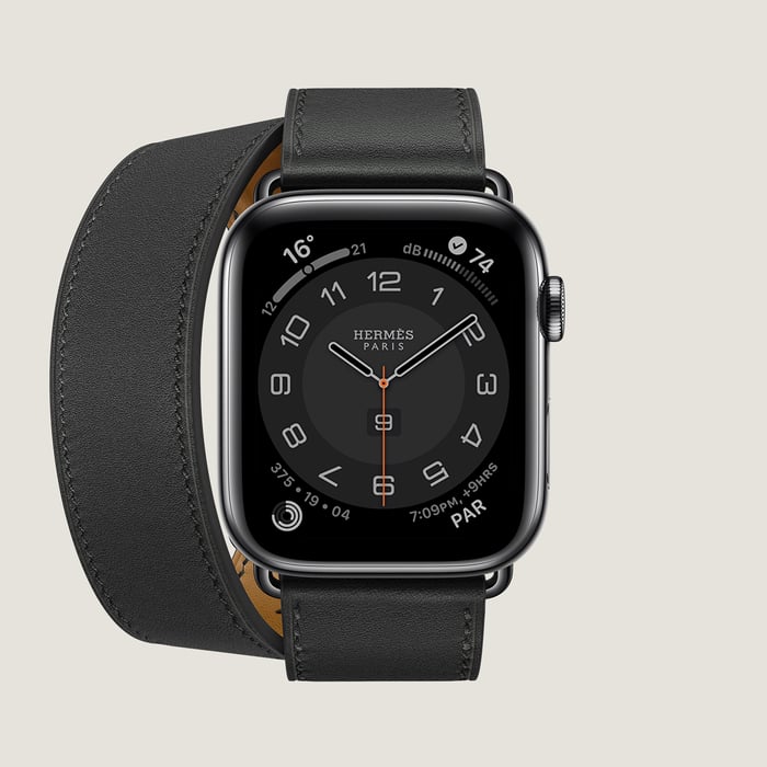 Noir Band Apple Watch Hermès Double Tour 45 MM
