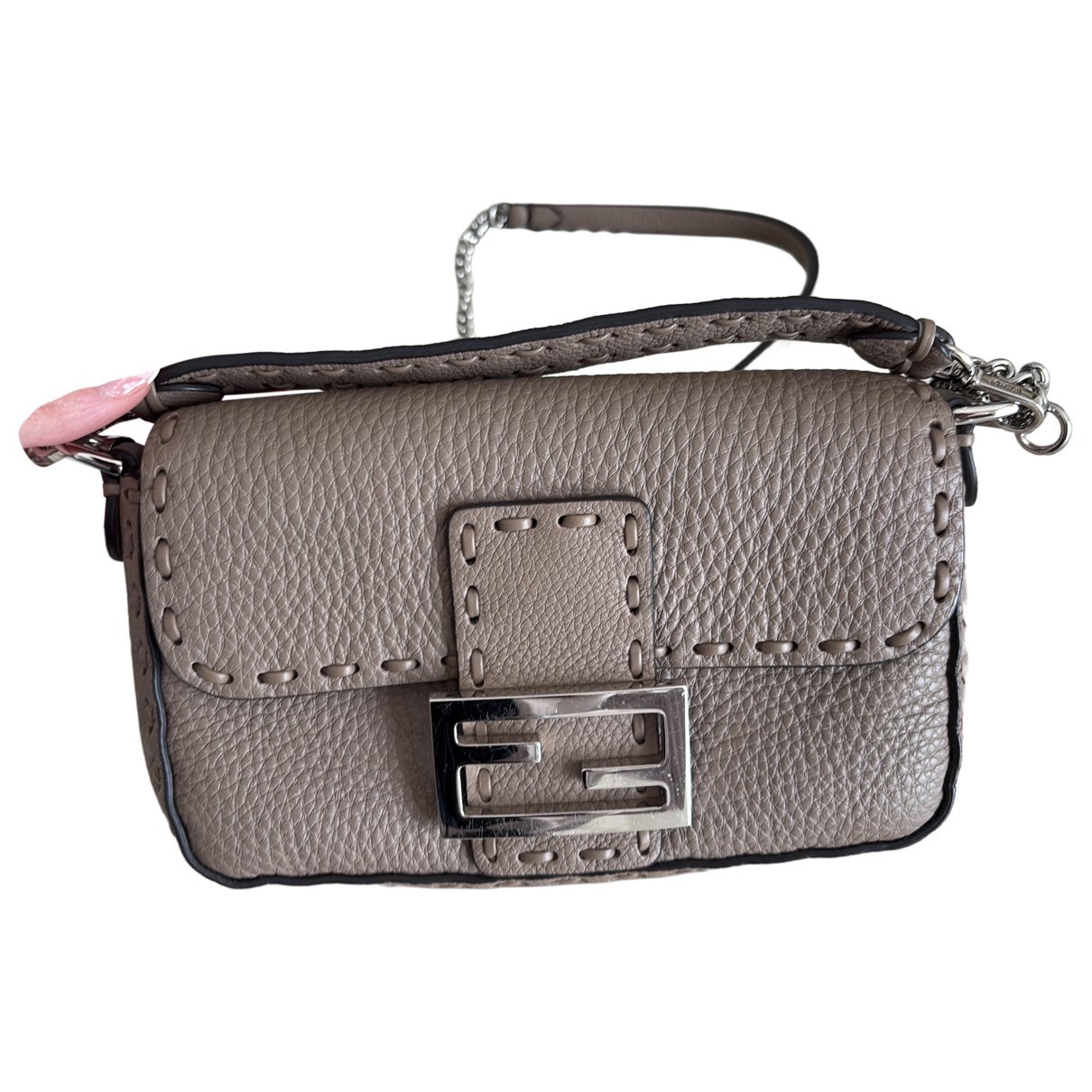 Baguette leather clutch bag