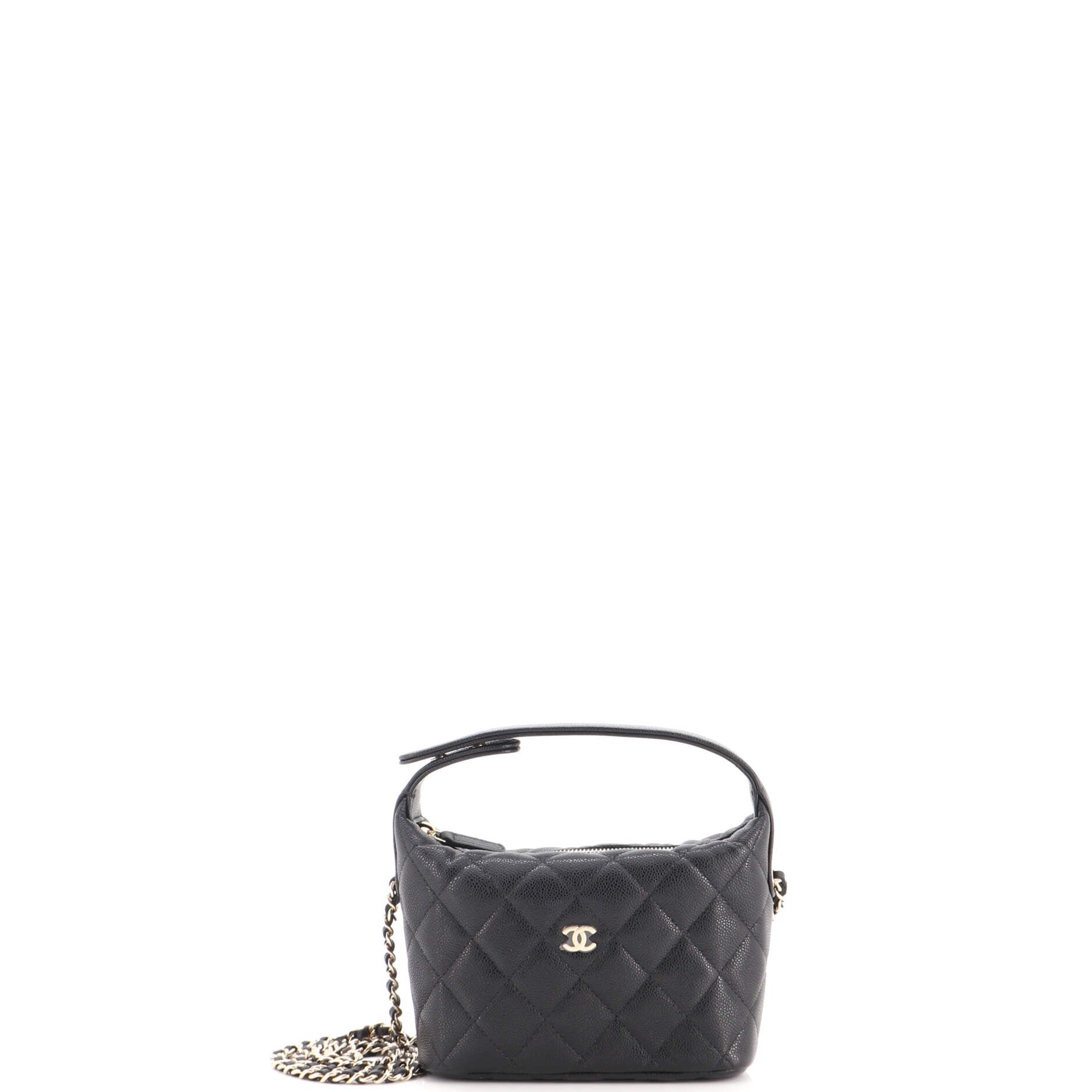 CC Hobo Clutch with Chain Quilted Caviar