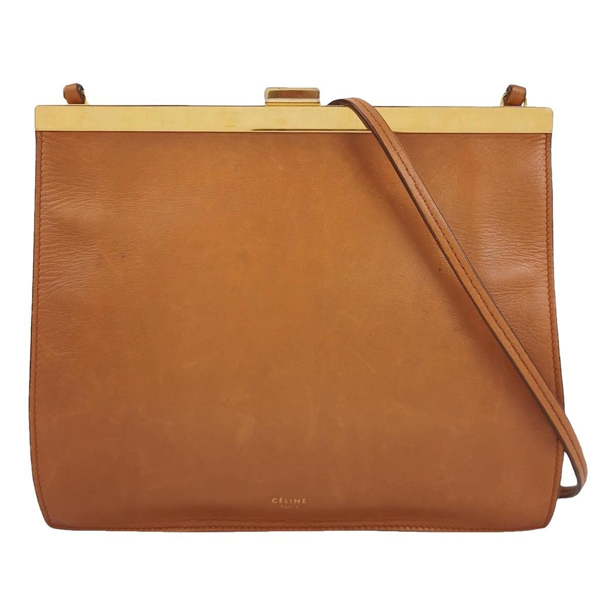 Clasp leather handbag