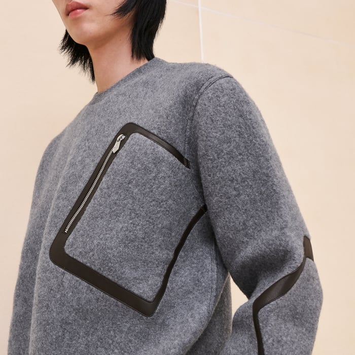 Gris Varsity Crewneck Sweater