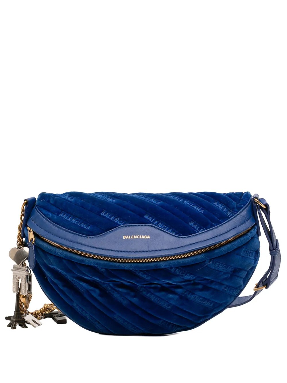 2018 Diagonal Quilted Velvet Allover Logo Souvenir XS belt bag